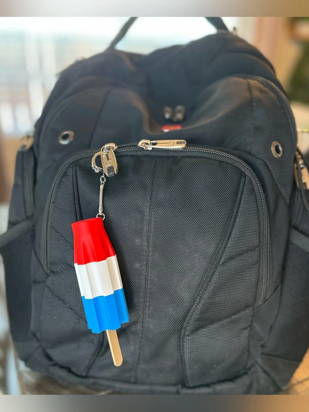 Patriotic Chapstick Lip Balm Holder Keychain / Bag Charm - Rocket Pop Popsicle